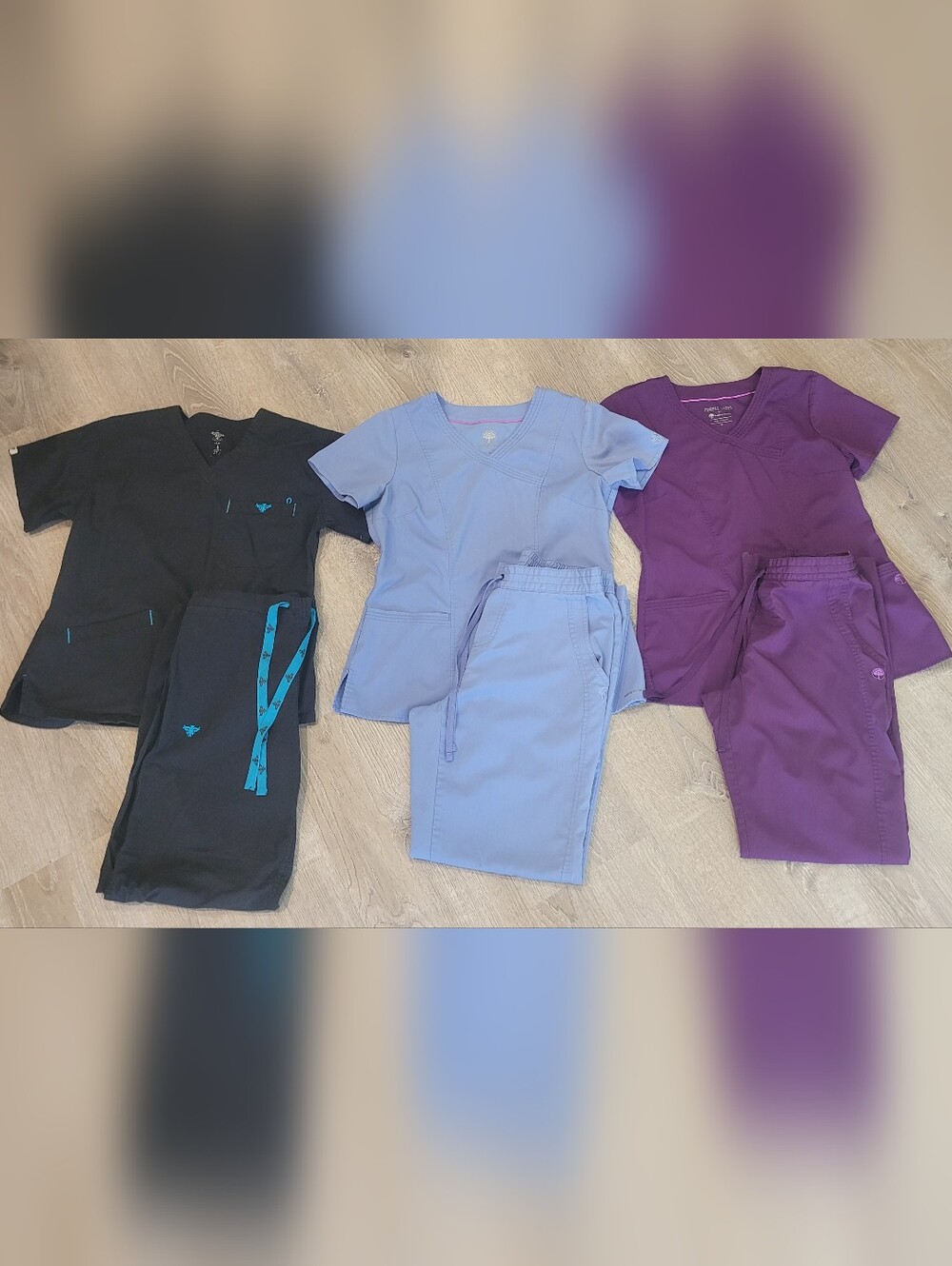 Scrub Set Lot Of 3 Sets -Healing Hands- Med Couture- S/M